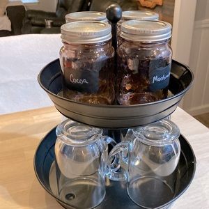 Cocoa Bar - includes black metal tray, 4 Mugs & 4 Glass Jars